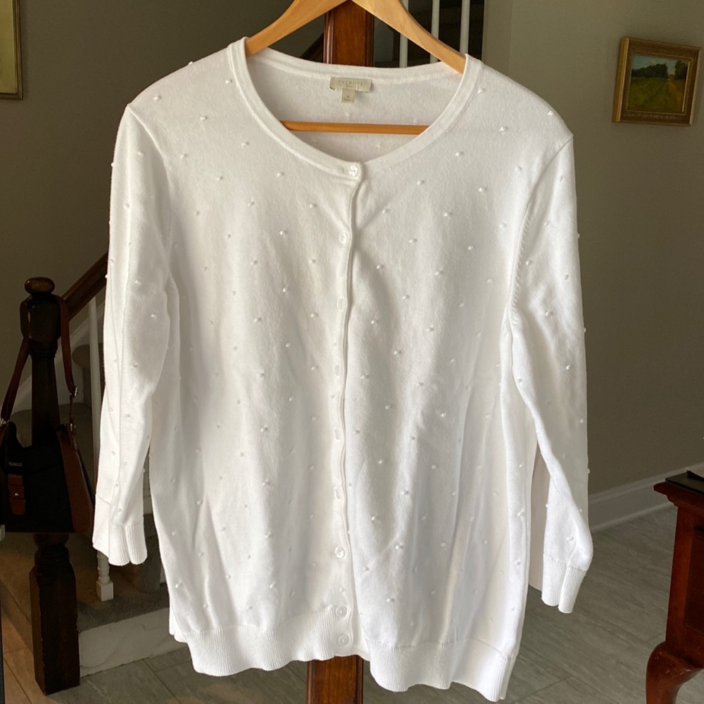Talbots white three-quarter length sleeve size one 1X sweater